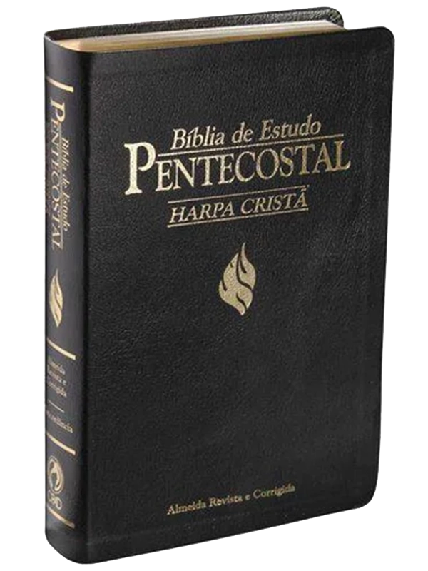 Bíblia de Estudo Pentecostal Média c/ Harpa Cristã | Letra Normal | ARC | Luxo Preta