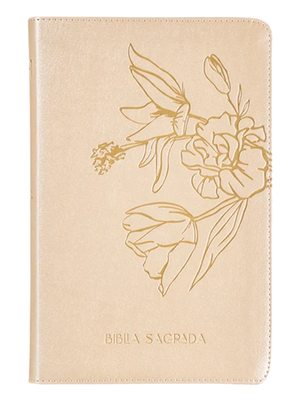 The Purpose Book I Bíblia Sagrada I A21 I Capa Couro-soft bege I Flores