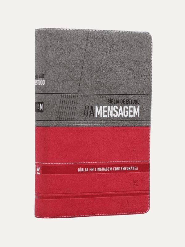 Bíblia de estudo a Mensagem - cinza e vermelho - Vida