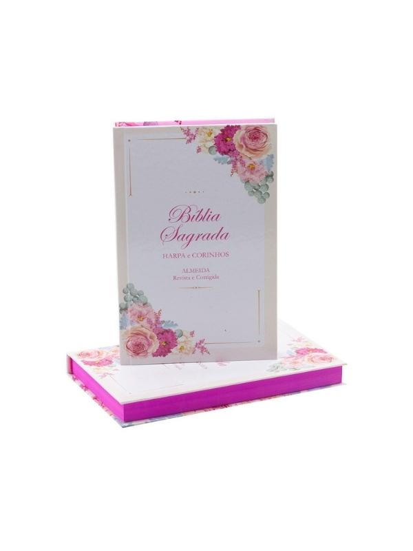 Bíblia Floral Dália Feminina | ARC | Letra Normal | Harpa e Corinhos | Capa Dura