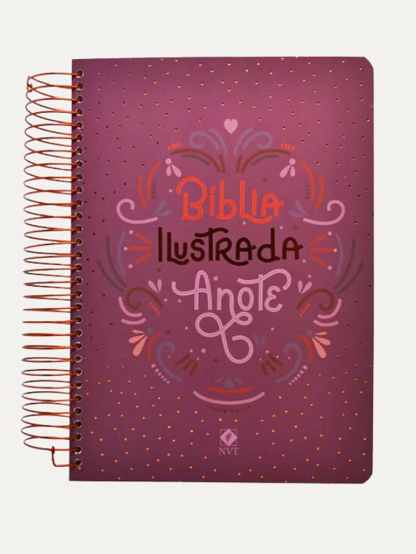 Bíblia Ilustrada Anote NVT espiral - Rosa Brilhante