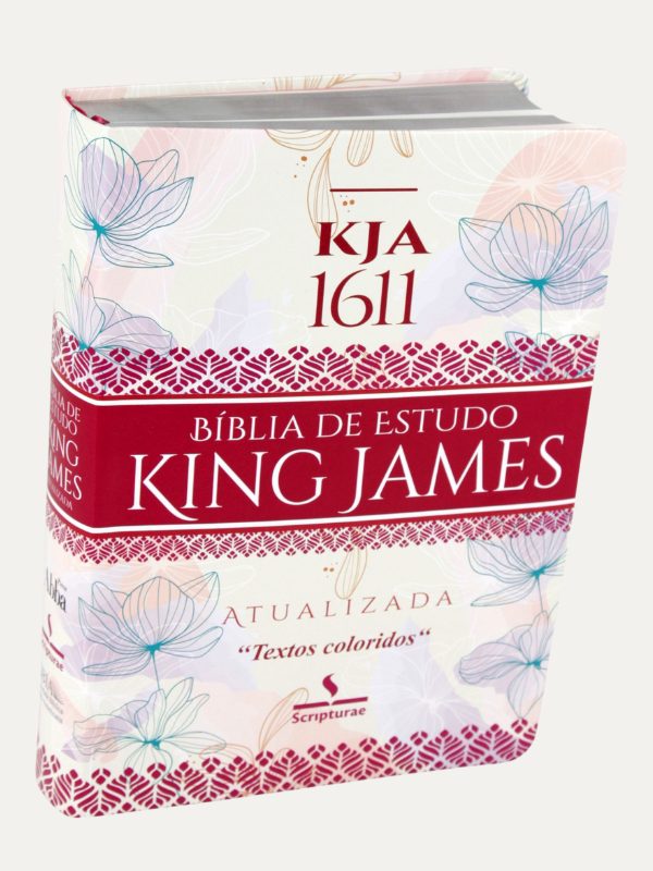 Bíblia KJA Estudo I luxo com textos coloridos I Capa Luxo Feminina