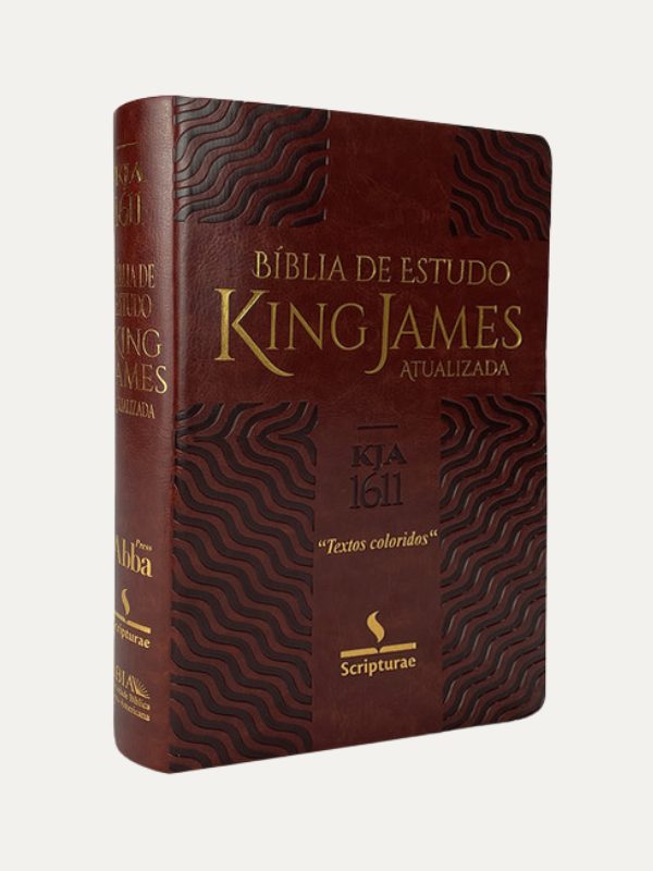Bíblia KJA Estudo I luxo com textos coloridos I Capa Luxo Marrom