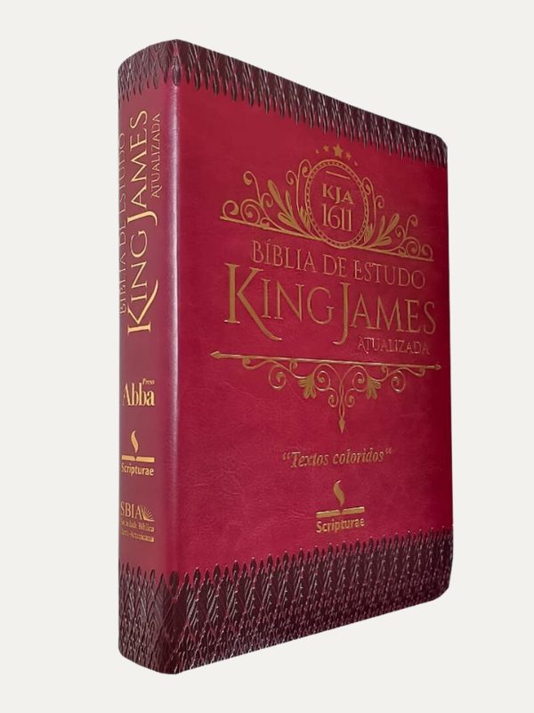 Bíblia KJA Estudo I luxo com textos coloridos I Capa Luxo Vinho