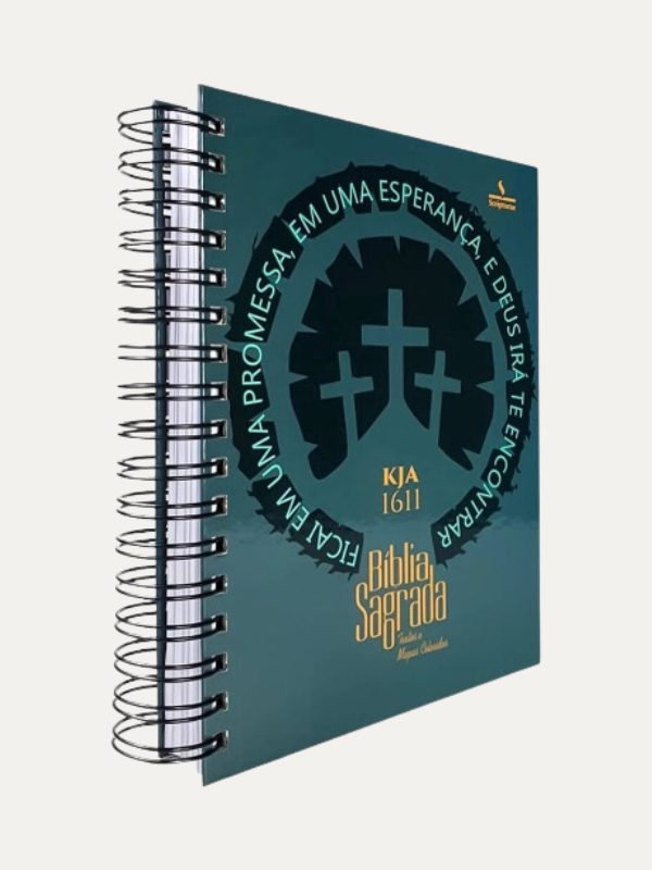 Bíblia King James I KJA I Anote I Espiral Textos e Mapas Coloridos I Três Cruzes