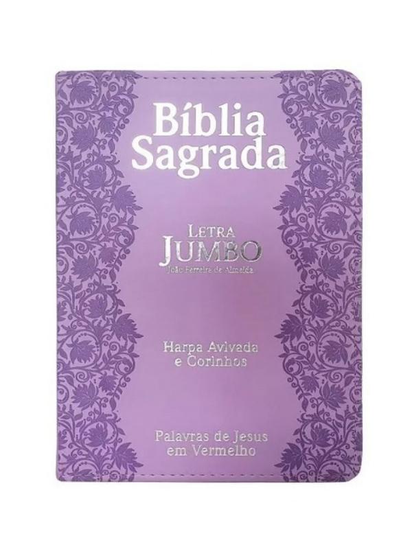 Bíblia Sagrada - Harpa Avivada e Corinhos - RC - Letra Jumbo - Flores - Lilás