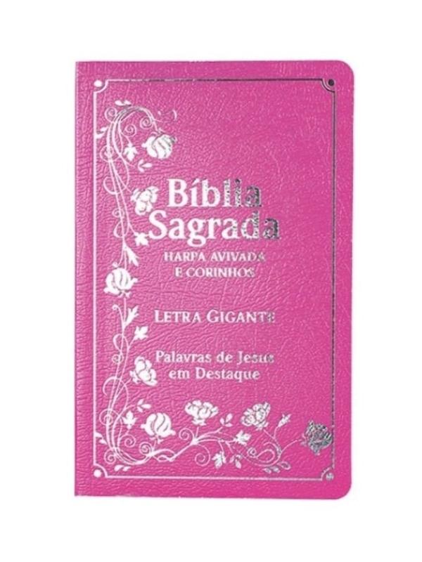 Bíblia Sagrada I Letra gigante I Harpa Avivada e corinhos I Pink