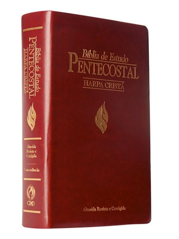 Bíblia de estudo pentecostal media com harpa vinho - CPAD