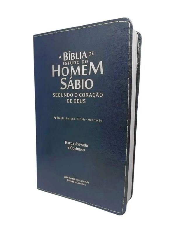 Bíblia do Homem Sábio Segundo o coração de Deus I Harpa I Azul