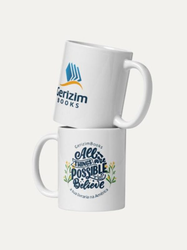 GerizimBooks I All things are Possible I Caneca de Ceramica Branca I Média 12oz
