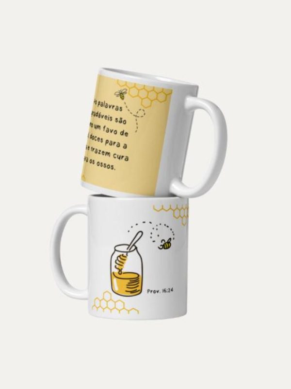 Favo de Mel I Caneca de Ceramica Branca I 12oz
