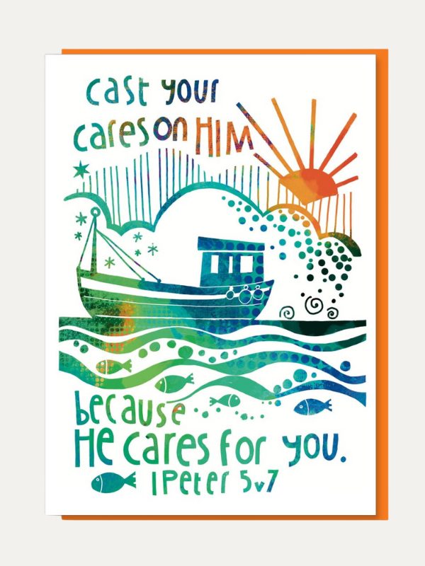Cast Your Cares Greetings Card I Cartão