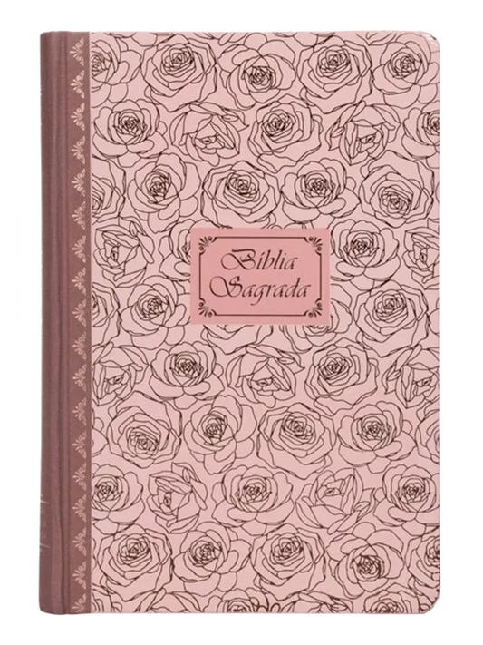 Bíblia Sagrada Católica I Letra Grande I Rosas I Capa Dura