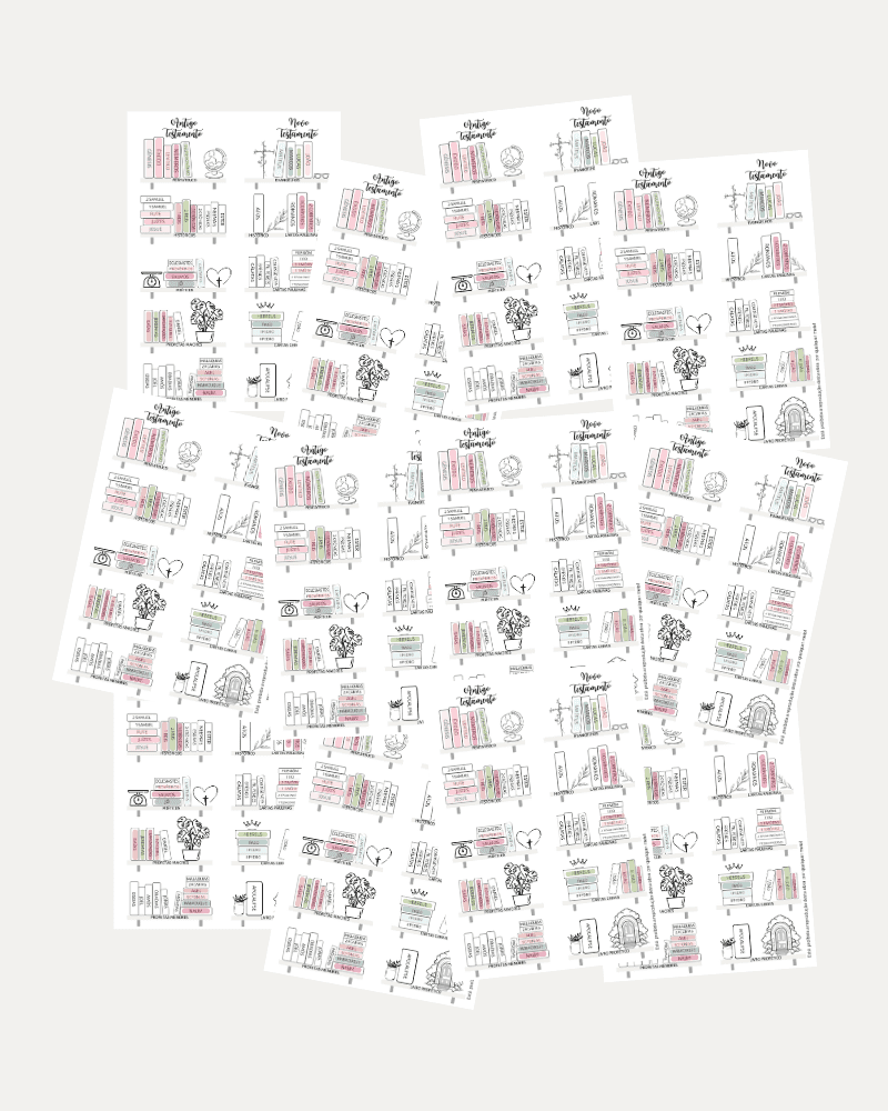 Livros da Bíblia I Cartela 4x6 para colorir I 25 Unidades