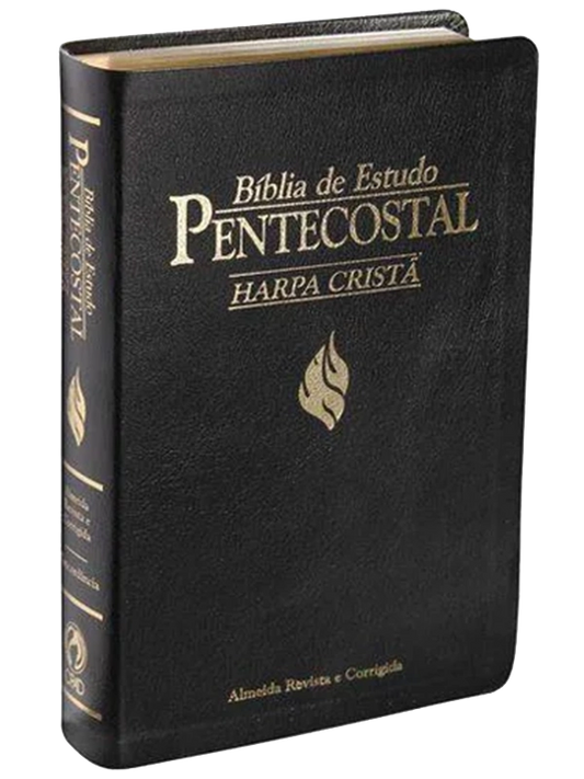 Bíblia de Estudo Pentecostal Média c/ Harpa Cristã | Letra Normal | ARC | Luxo Preta