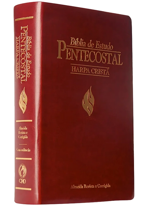Bíblia de Estudo Pentecostal Média com Harpa Cristã | ARC | Vinho