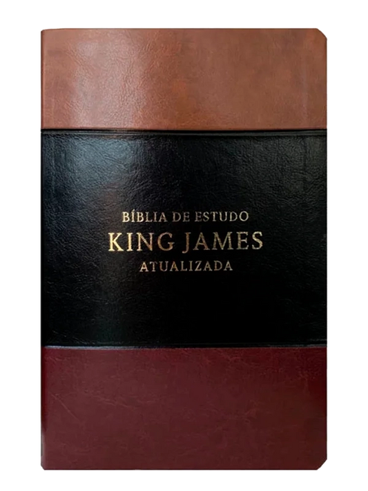 Bíblia KJA Estudo Full Color I Capa Bordô Preta e Marrom
