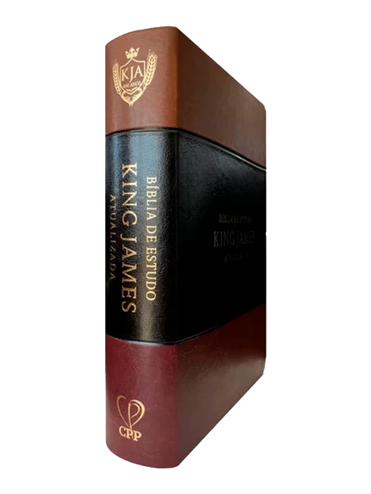 Bíblia KJA Estudo Full Color I Capa Bordô Preta e Marrom