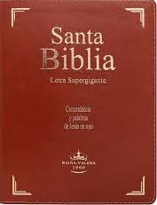 Biblia RVR60 - Letra Súper Gigante - con palabras de Jesus en rojo, concordancia y indice, tapa marr