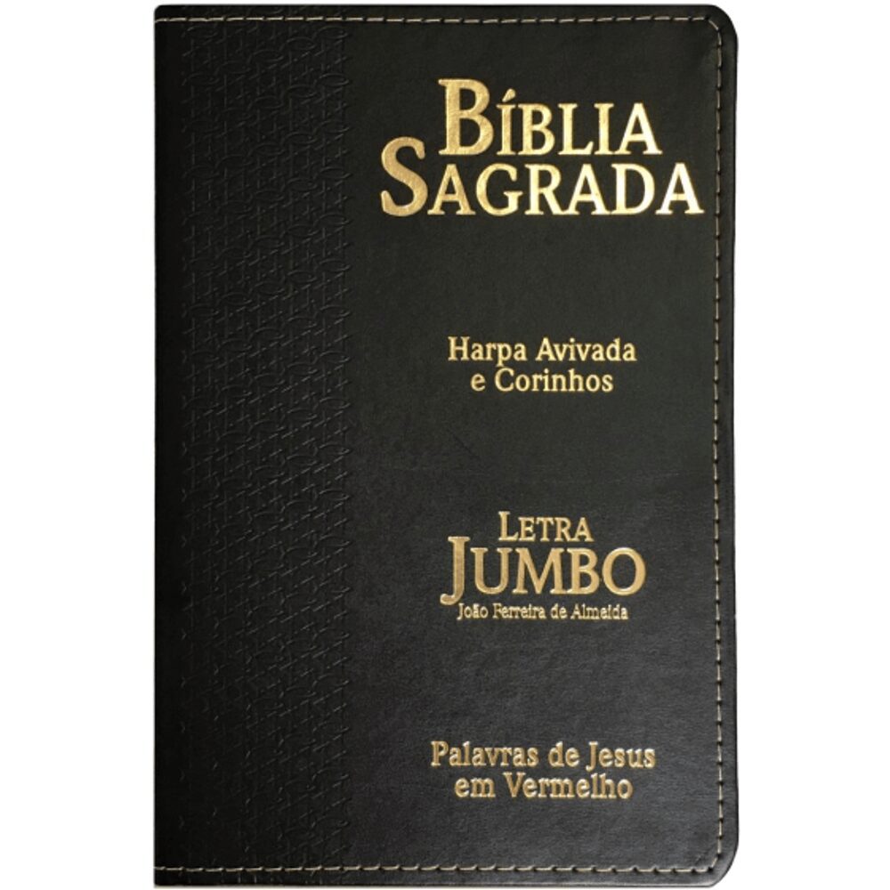 Bíblia Sagrada Letra Jumbo | ARC | Harpa Avivada e Corinhos | Capa PU Luxo Estrela Preta