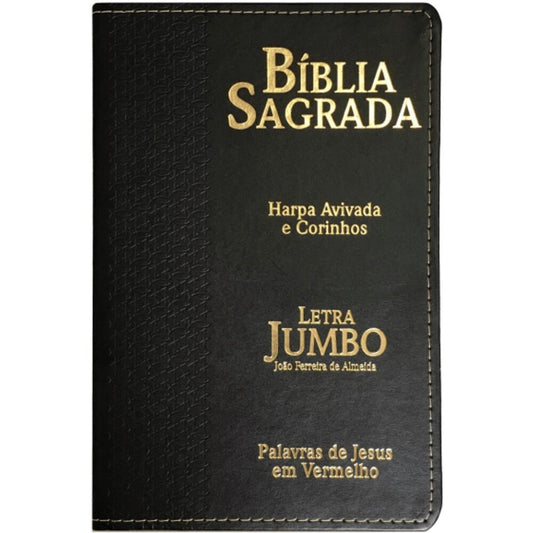 Bíblia Sagrada Letra Jumbo | ARC | Harpa Avivada e Corinhos | Capa PU Luxo Estrela Preta