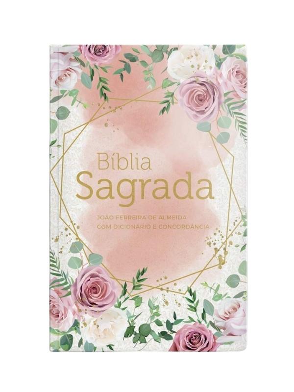Bíblia RC gigante - Dicionário e concordância rosas blush Capa dura