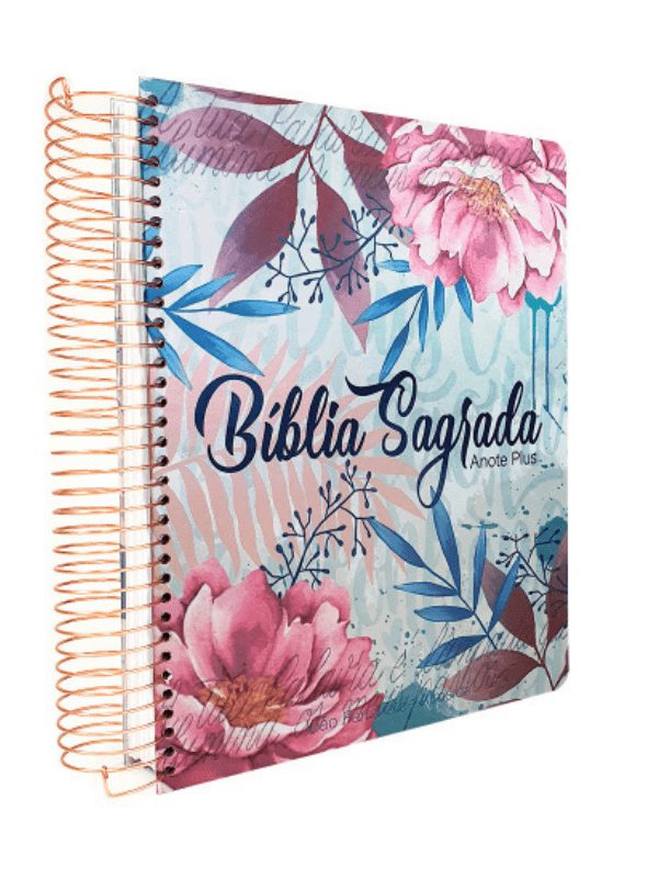 Bíblia Anote Plus espiral - Flores e letras I ARC