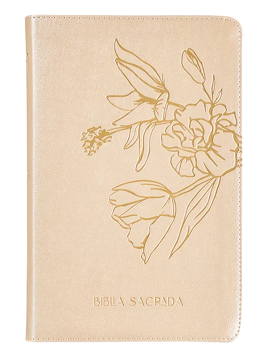 The Purpose Book I Bíblia Sagrada I A21 I Capa Couro-soft bege I Flores