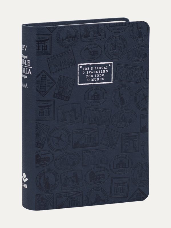 Bíblia Bilíngue Português (NAA)  Inglês (ESV) I Capa Azul I SBB