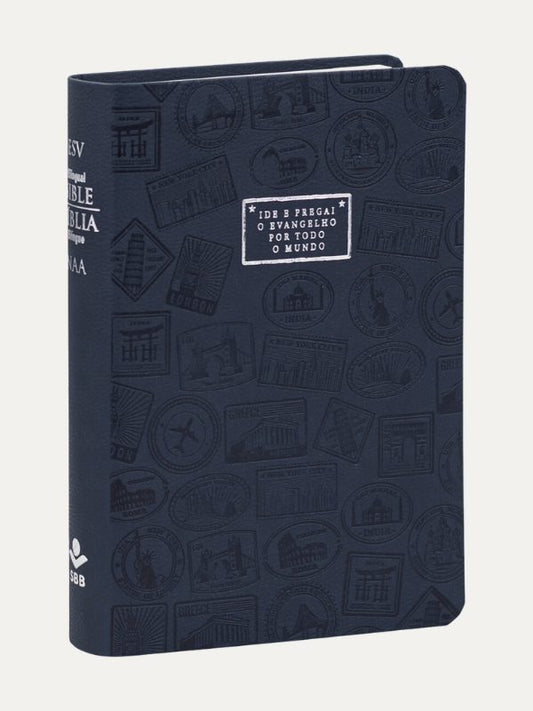 Bíblia Bilíngue Português (NAA)  Inglês (ESV) I Capa Azul I SBB