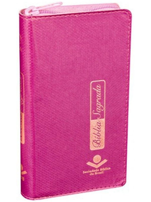 Bíblia Carteira Rosa com zíper, RA