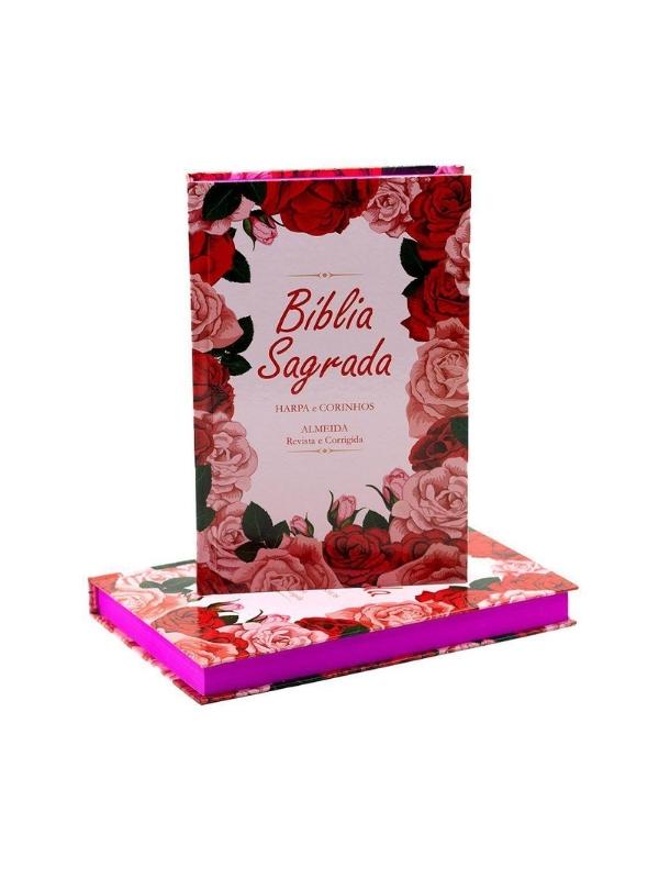 Bíblia Floral Rosas Feminina | ARC | Letra Normal | Harpa e Corinhos | Capa Dura