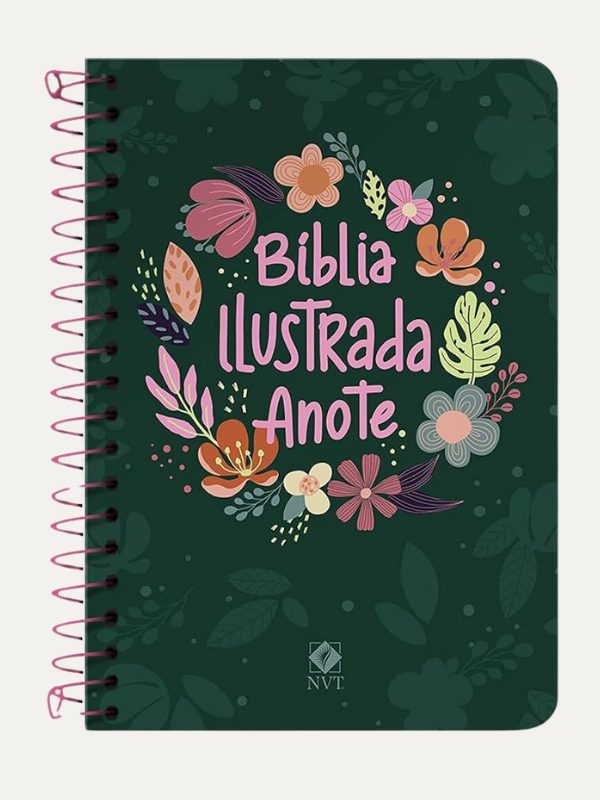 Bíblia Ilustrada Anote NVT espiral - Cores e Flores