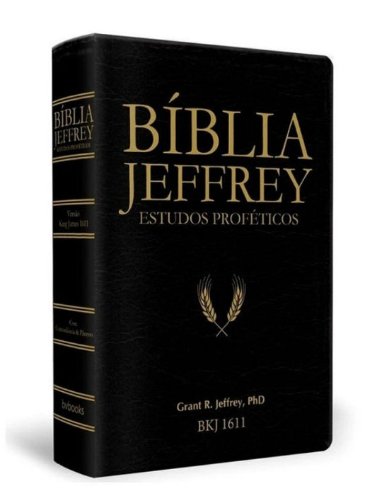 Bíblia Jeffrey Estudos Proféticos | King James | Luxo | Preta e Dourado