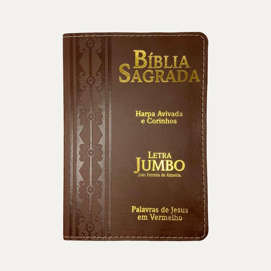 Bíblia Jumbo Capa Luxo I Harpa I Marrom I ARC