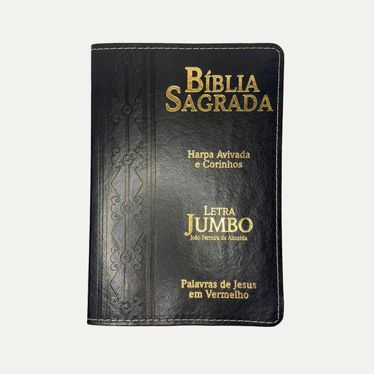Bíblia Jumbo Capa Luxo I Harpa I Preta I ARC