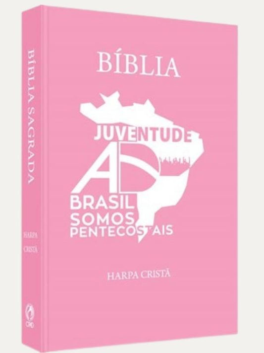Bíblia Juventude AD do Brasil | Harpa | Capa Dura Rosa