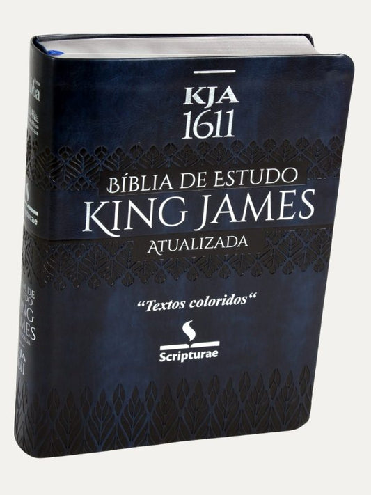 Bíblia KJA Estudo I luxo com textos coloridos I Capa Luxo Azul