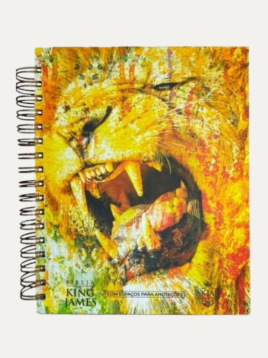 Bíblia King James I KJA I Anote I Espiral  Leão Amarelo