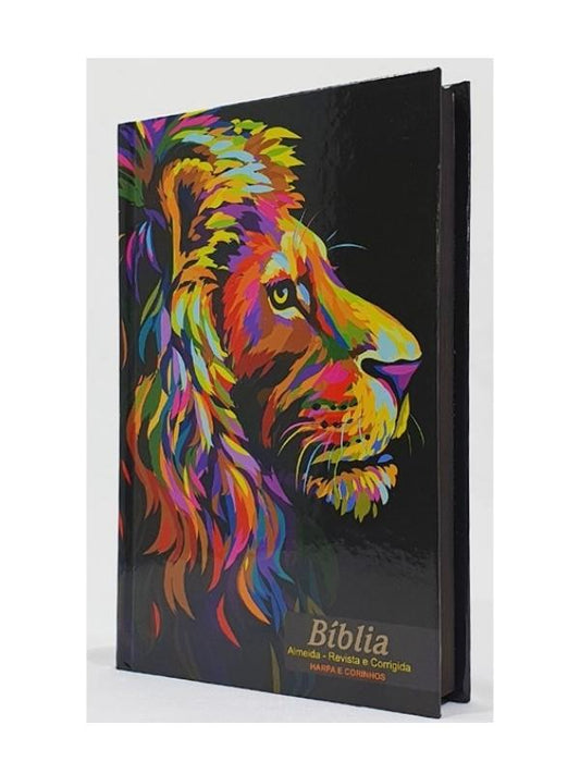 Bíblia Leão Pintura | ARC | Letra Normal | Harpa e Corinhos | Capa Dura