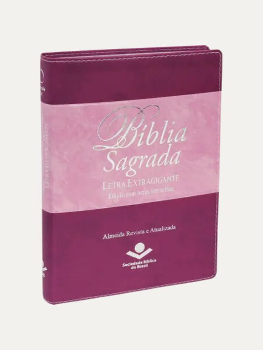 Bíblia letra extra gigante com índice letras vermelha capa vinho - RA - SBB