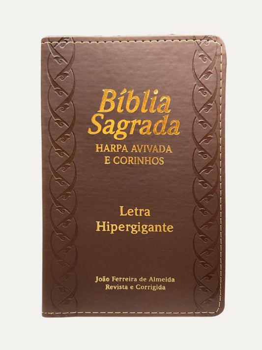 Bíblia Letra Hipergigante I ARC I  Índice e Harpa I Marrom