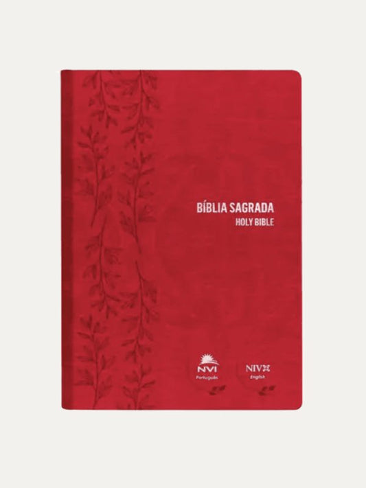 Bíblia NVI bilíngue Português-Inglês I Couro sintético Pink I Vida