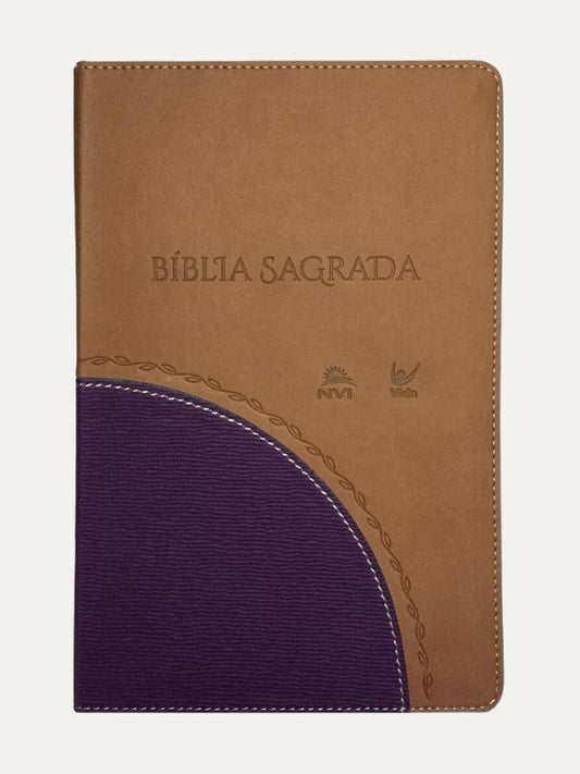 Bíblia NVI media luxo | Marrom claro e vinho