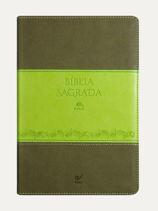 Bíblia NVI media luxo | Marrom e Verde