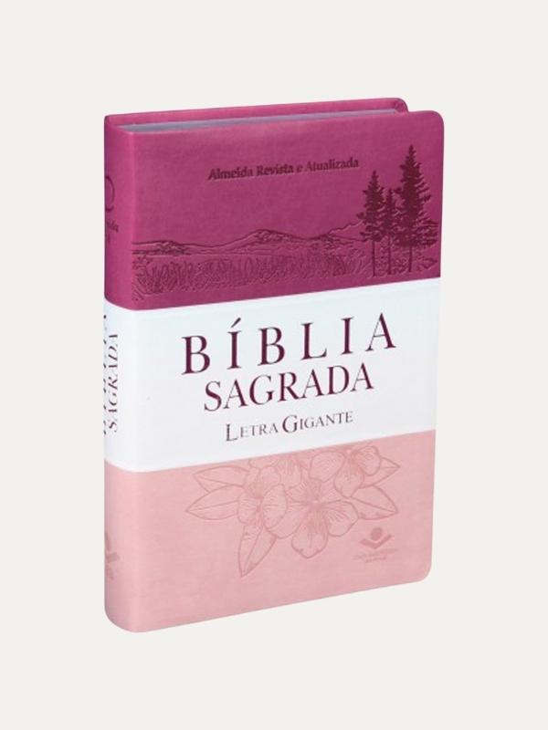 Bíblia RA Com Índice e Letra Gigante - Luxo Branco, Pink e Rosa