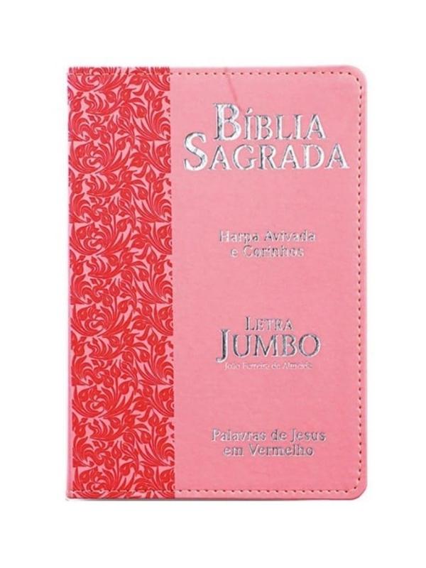 Bíblia Sagrada I Letra Jumbo I Harpa avivada I Capa Luxo RAMOS ROSA I ARC