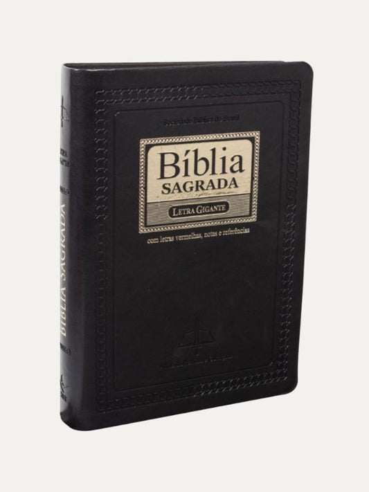 Bíblia Sagrada Letra Gigante com letras vermelhas, notas, indice e referência, preto nobre ARC - SBB