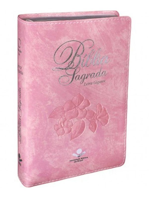 Bíblia Sagrada Letra Gigante I ARA I Índice I Couro Sintético Rosa Nobre
