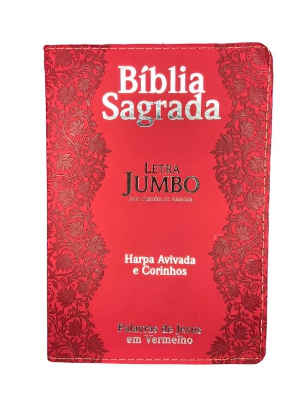 Bíblia Sagrada | Letra Jumbo | Harpa Avivada | Flores Vermelho
